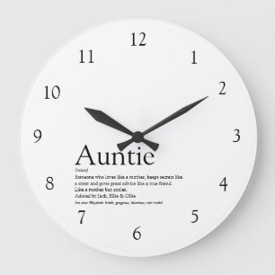 Auntie Definition Quote Black and White Große Wanduhr