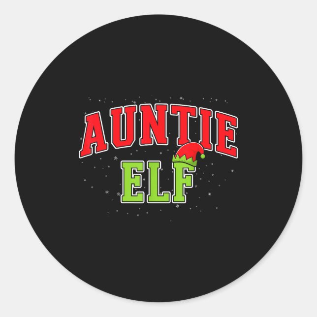 Auntie Elf Christmas Family Matching Group Xmas Si Runder Aufkleber (Vorderseite)