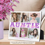 AUNTIE I Liebe Sie 6 Foto Collage Lila rosa 8x10 Fotoplatte<br><div class="desc">Erstellen Sie eine Sake-Foto Collage 8x10 für eine Tante aus einer Nichte oder Neffe mit 6 Bildern, den Titel AUNTIE in bearbeitbarer lila mit einem modernen handgeschriebenen Skript mit Herzen Typografie I LIEBE IHNEN Design Overlay und personalisiert mit Ihrem benutzerdefinierten Text. HILFE: Bitte kontaktieren Sie den Designer, bevor er über...</div>