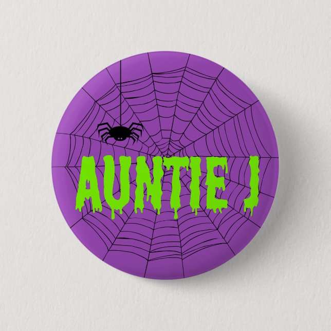 Auntie J Green Dripping Schriftart Spider Web Butt Button (Vorderseite)