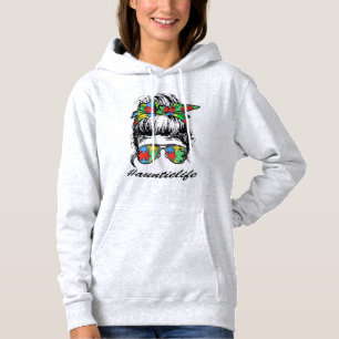 Auntie Life Autismus Bewusstsein Messy Bun Girl Mu Hoodie