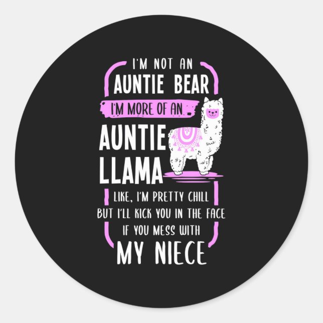 Auntie Llama Runder Aufkleber (Vorderseite)