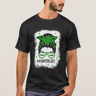 Auntie Messy Bun St Patrick's Day T-Shirt