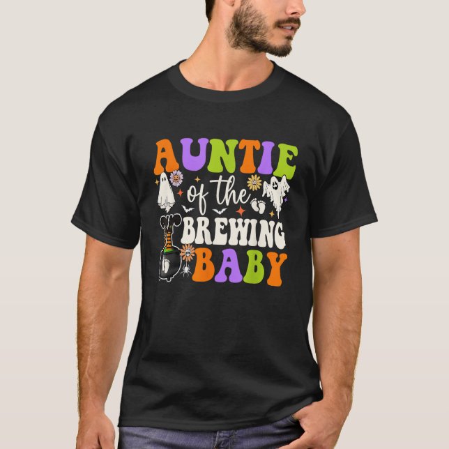 Auntie of Brewing Baby Halloween Theme Baby Shower T-Shirt (Vorderseite)
