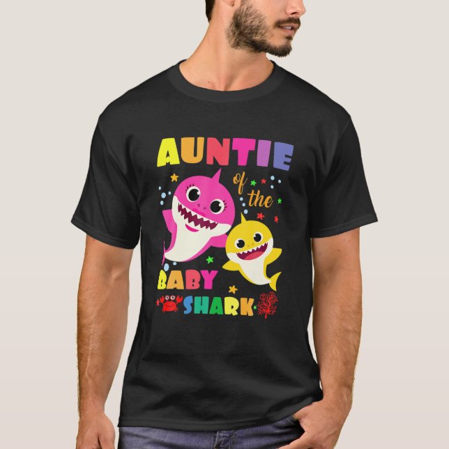 Auntie Of The Baby Shark Birthday Auntie Shark T-Shirt (Vorderseite)