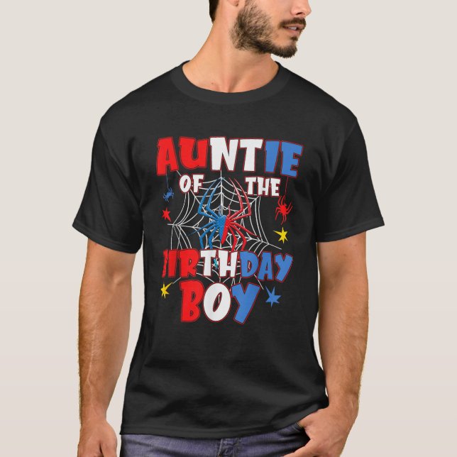 Auntie Of The Birthday Boy Matching Family Spider  T-Shirt (Vorderseite)
