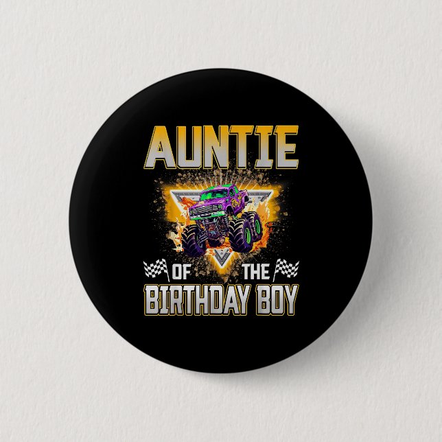 Auntie Of The Birthday Boy Monster Truck Birthday  Button (Vorderseite)