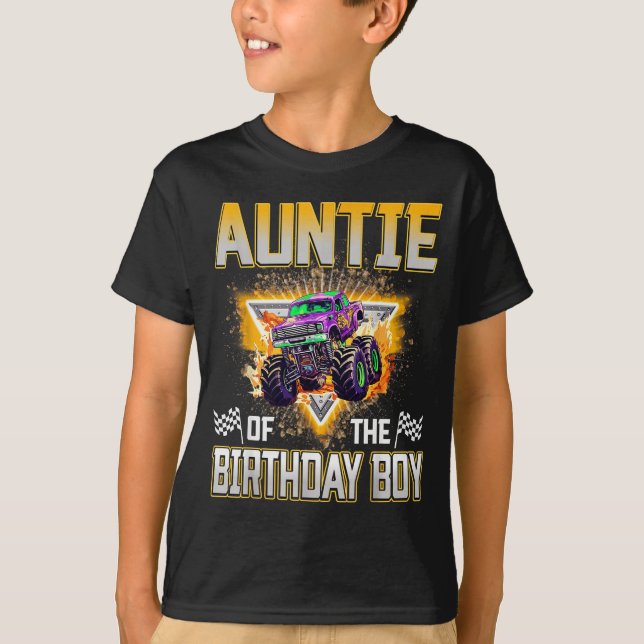 Auntie Of The Birthday Boy Monster Truck Birthday  T-Shirt (Vorderseite)