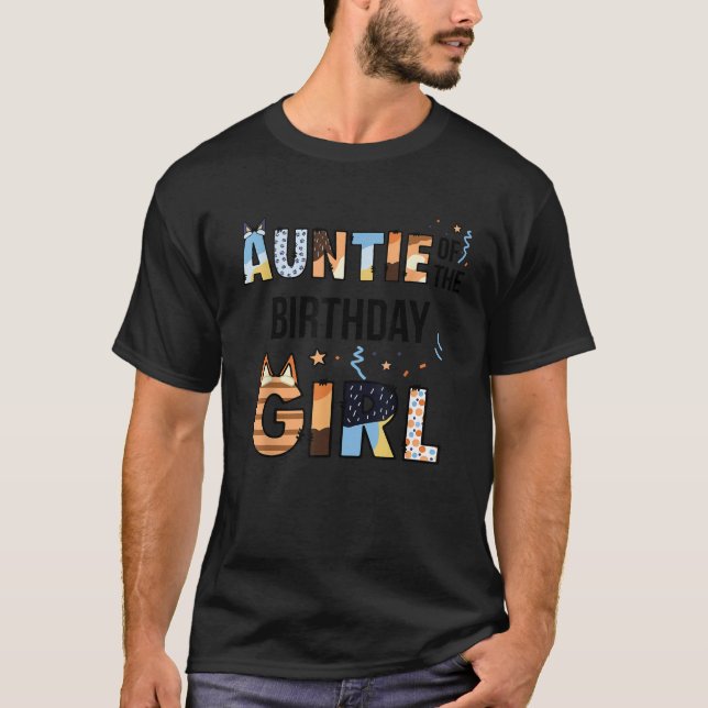 Auntie Of The Birthday Girl Party Blue Dog Lover M T-Shirt (Vorderseite)
