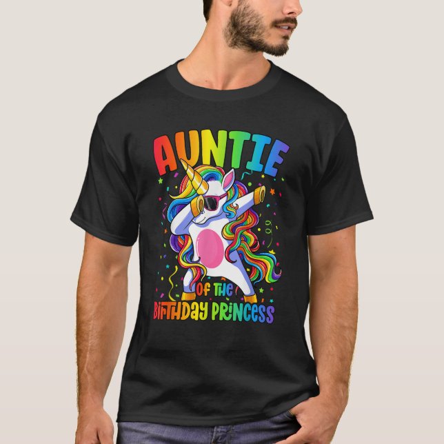 Auntie of the Birthday Princess Girl Dabbing Unico T-Shirt (Vorderseite)