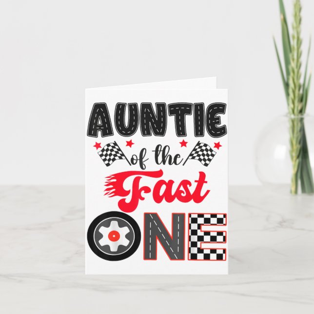 Auntie Of The Fast One Car Racing Dad 1st Birthday Karte (Vorderseite)