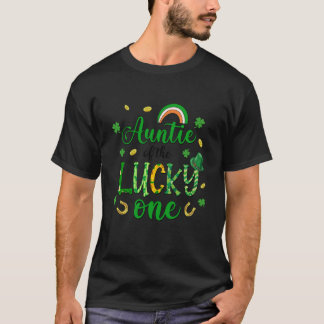 Auntie of The Lucky One 1St Birthday Kids Shamrock T-Shirt