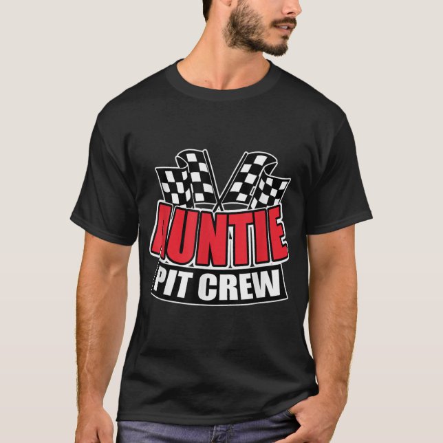 Auntie Pit Crew Funny Hosting Car Race Birthday Pa T-Shirt (Vorderseite)