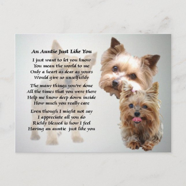 Auntie Poem - Yorkshire Terrier Postkarte (Vorderseite)