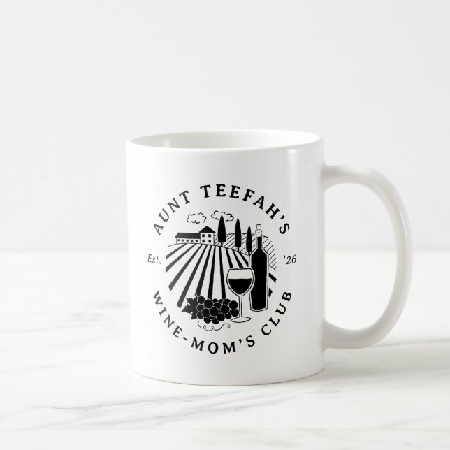 Auntie's Wine Club For Moms T-Shirt - Black Kaffeetasse (Rechts)