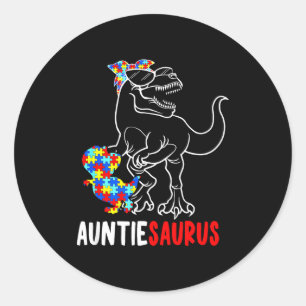 Auntiesaurus T Rex Dinosaur Autismus-Bewusstsein A Runder Aufkleber