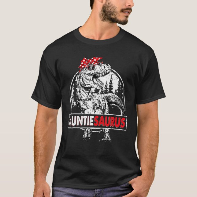 Auntiesaurus T Rex Dinosaurier Auntie Saurus Mothe T-Shirt (Vorderseite)