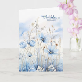 Aunt's Birthday Blue Watercolor Wildflowers Karte