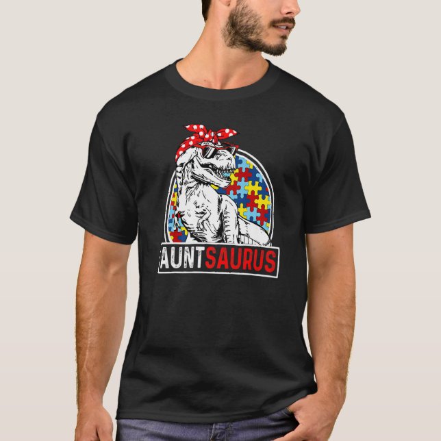 Auntsaurus Rex Dinosaur Autism Aunt Saurus Family  T-Shirt (Vorderseite)