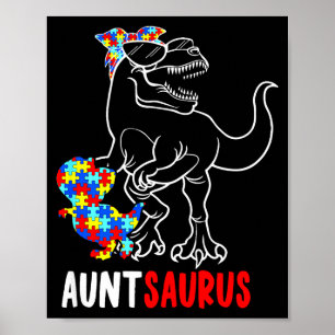 Auntsaurus T Rex Dinosaur Autismus-Bewusstsein Tan Poster
