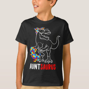 Auntsaurus T Rex Dinosaur Autismus-Bewusstsein Tan T-Shirt