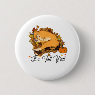 Auntumn Cat It's Fall Y'all Pumpkins Herbsthalbier Button