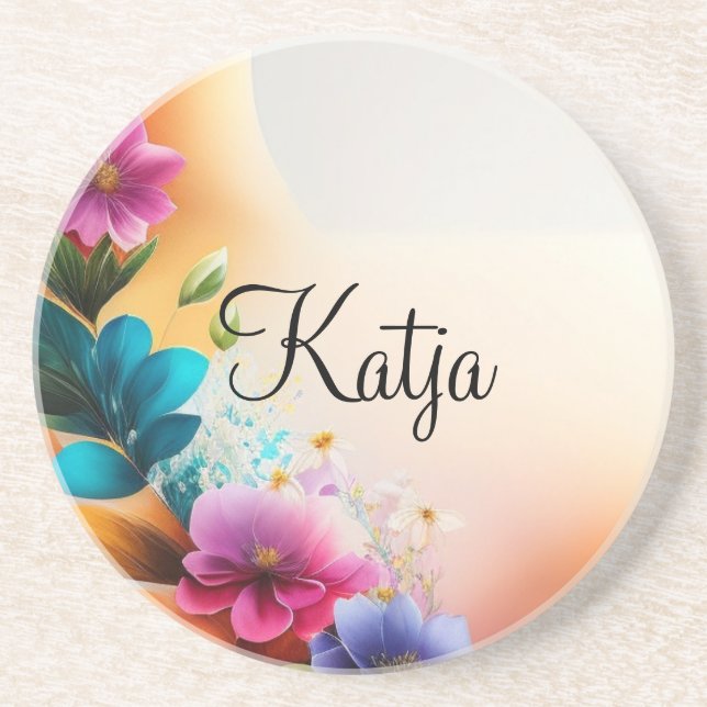 Auqarell Blumen auf Halbmond Getränkeuntersetzer (Vorne)