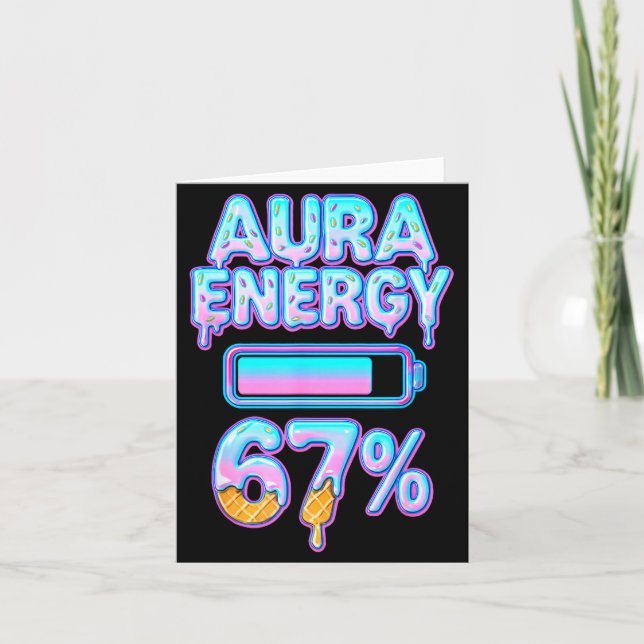 Aura Energie 67 Meme Eiscreme Drip 6 7 Lustig Sech Karte (Vorderseite)