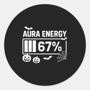 Aura Energie 67 Prozent 6 7 Meme Halloween Runder Aufkleber
