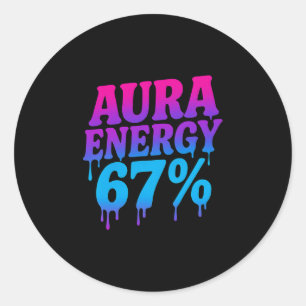 Aura Energie bei 67 Lustiges Six Seven Meme Aura F Runder Aufkleber