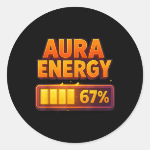 Aura-Energie bei 67 Meme Lustig Six Seven Gen Alph Runder Aufkleber