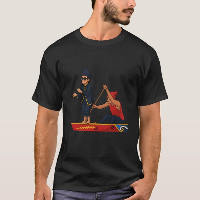 Aura Farming Boy Dancing on Boat Meme Trendy Indon T-Shirt (Vorderseite)