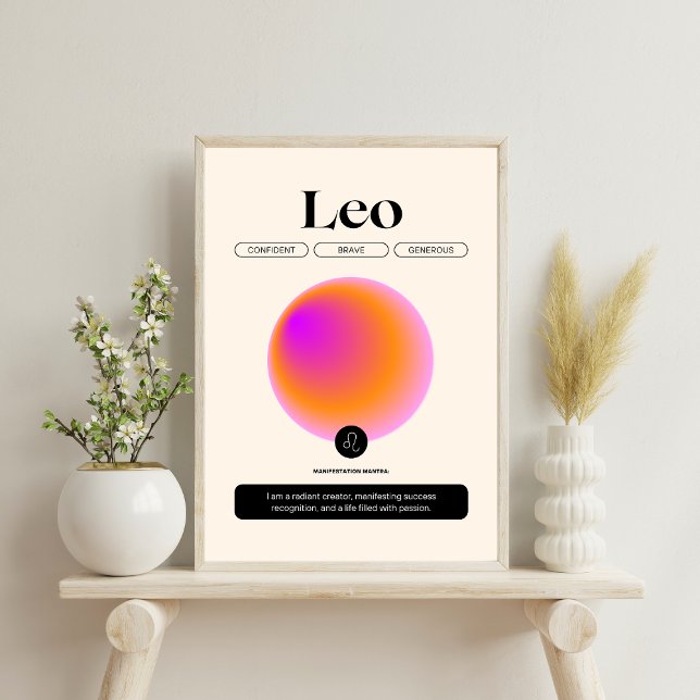 Aura Gradient Leo Zodiac Signature Art Poster (Von Creator hochgeladen)