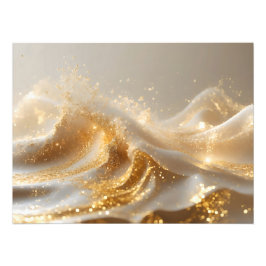 Aura of Gold – Elegant White & Gold Abstract Wall Fotodruck