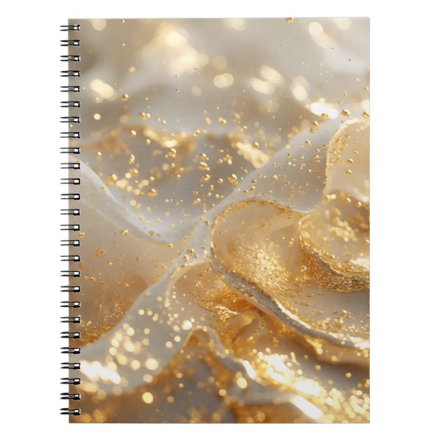 Aura of Gold – White & Gold Luxury Journal Noteboo Notizblock (Vorderseite)