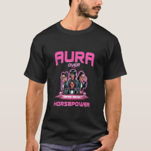 Aura über Pferdestärken Coole Retro Frauenermächti T-Shirt