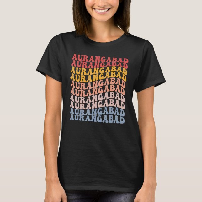 Aurangabad City Groovy Retro T-Shirt (Vorderseite)