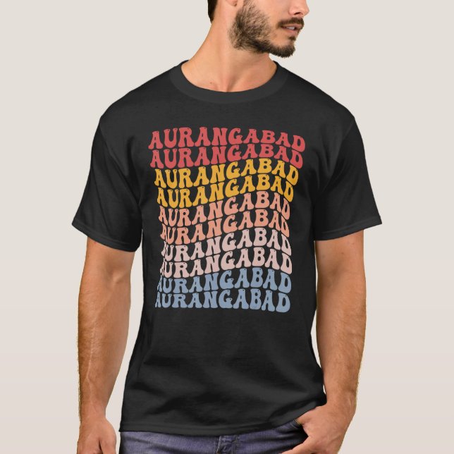 Aurangabad City Groovy Retro T-Shirt (Vorderseite)