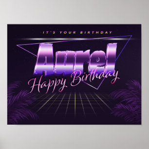 Aurel Name Vorname lila retro Poster Geburtstag