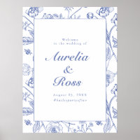 AURELIA Chinoiserie Blaue Viktorianische Blumenhoc
