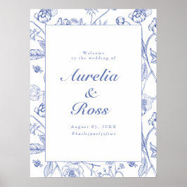 AURELIA Chinoiserie Blaue Viktorianische Blumenhoc Poster