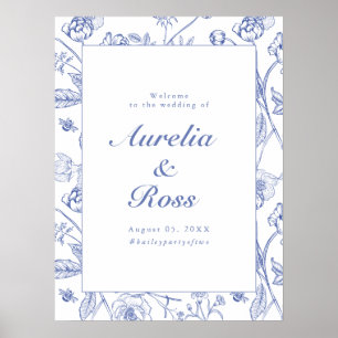 AURELIA Chinoiserie Blaue Viktorianische Blumenhoc Poster