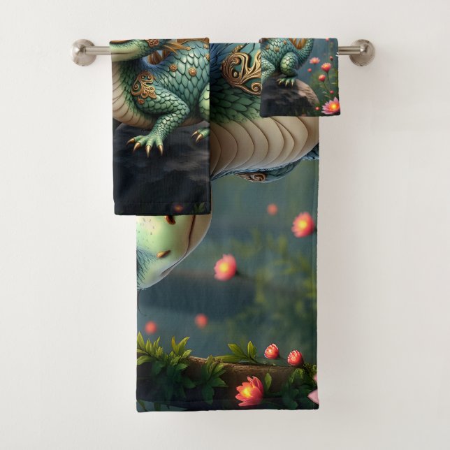 Auren – Kleiner Smaragd-Walddrache  Badhandtuch Set (Insitu)
