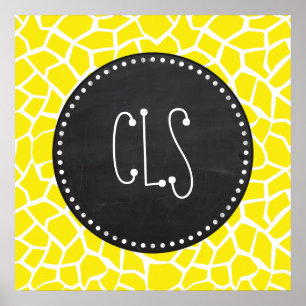 Aureolin Yellow Giraffe; Chalkboard-Look Poster