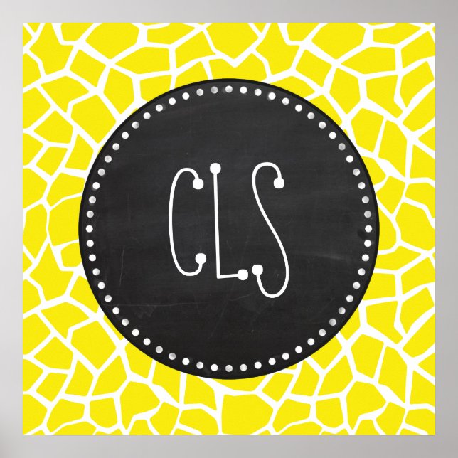 Aureolin Yellow Giraffe; Chalkboard-Look Poster (Vorne)