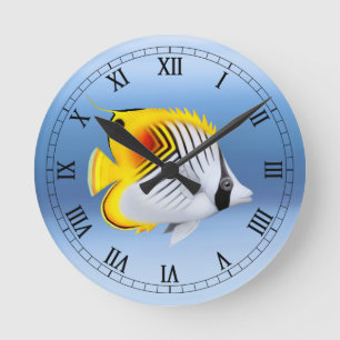 Aurigathreadfin-Schmetterlings-Fisch-Wanduhr Runde Wanduhr