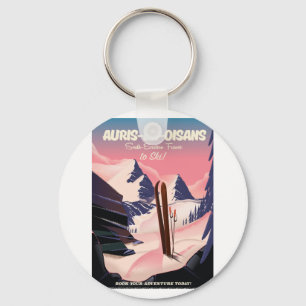 AURIS-EN-OISANS Frankreich Ski-Plakat Schlüsselanhänger