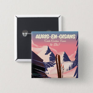 AURIS-EN-OISANS Frankreich Skiposter Button