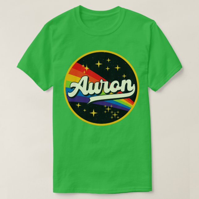 Auron-Regenbogen im Vintagen Weltraumstil T-Shirt (Design vorne)