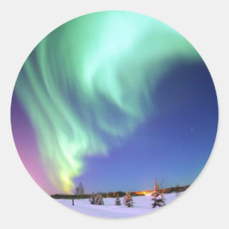 Aurora am Bärensee. Runder Aufkleber